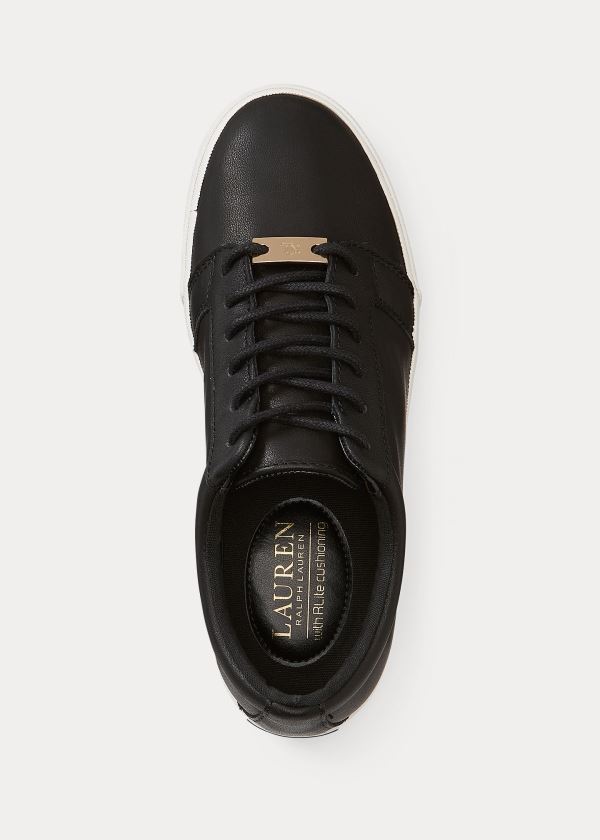 Ralph Lauren Reaba Læder Sneakers Černé | 6q0UC3nC