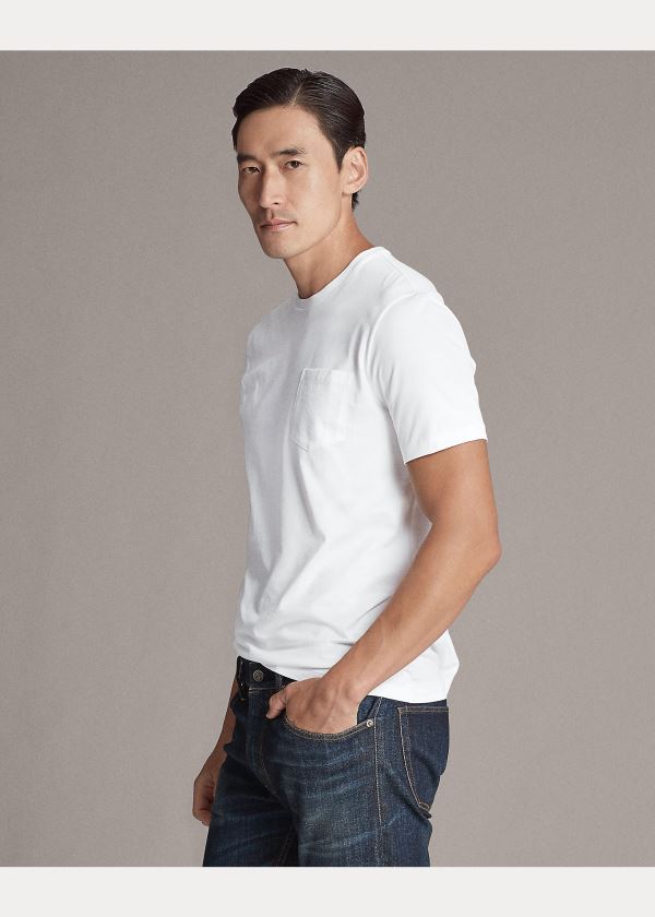 Ralph Lauren Relaxed Fit Pocket T-Shirt Bílé | ZWqOlxwk