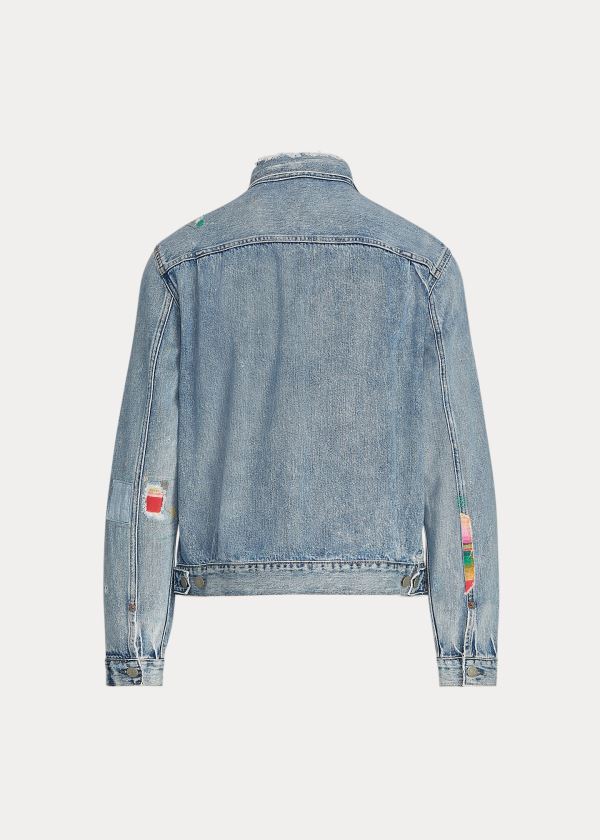 Ralph Lauren Repaired Denim Trucker Jacket Blankyt Blankyt Světle Modré | TIPnhK6N