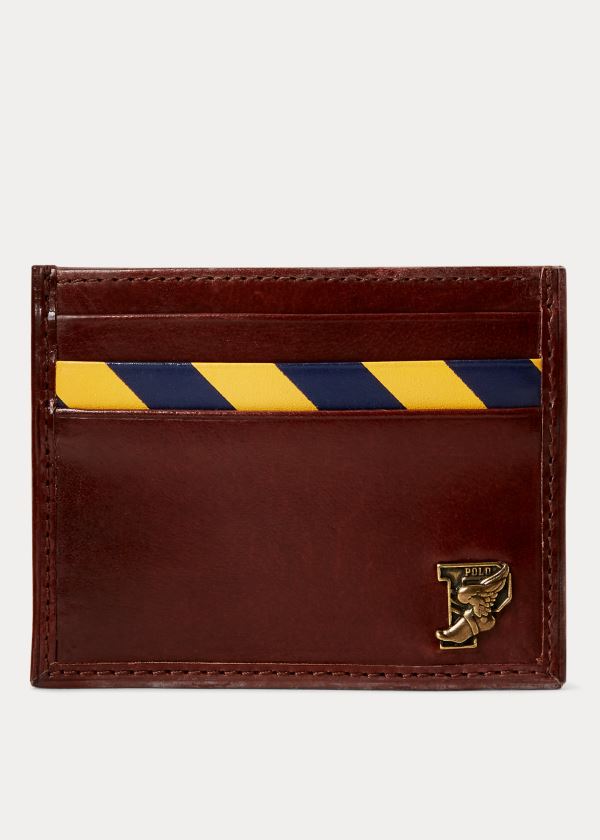 Ralph Lauren Repp-Stripe Læder Card Case Hnědé Tmavě Blankyt Žluté | hfyVFmgx