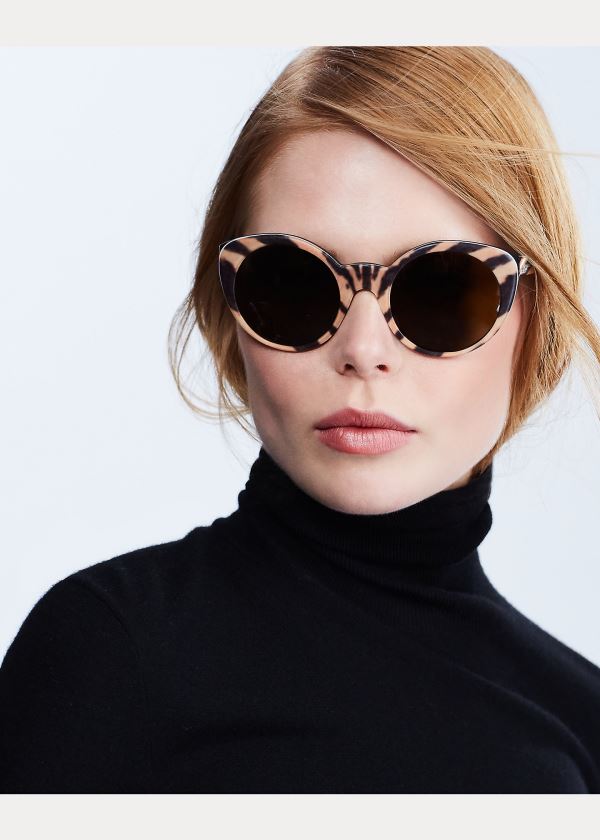 Ralph Lauren Retro Cat-Eye Sunglasses Hnědé Leopard | EKqOK6ae