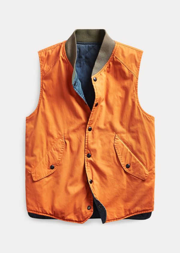 Ralph Lauren Reversible Bavlněné Twill Vest Oranžové | eIPJJ8yg
