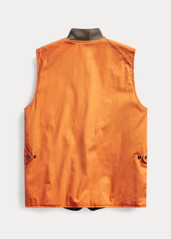 Ralph Lauren Reversible Bavlněné Twill Vest Oranžové | eIPJJ8yg