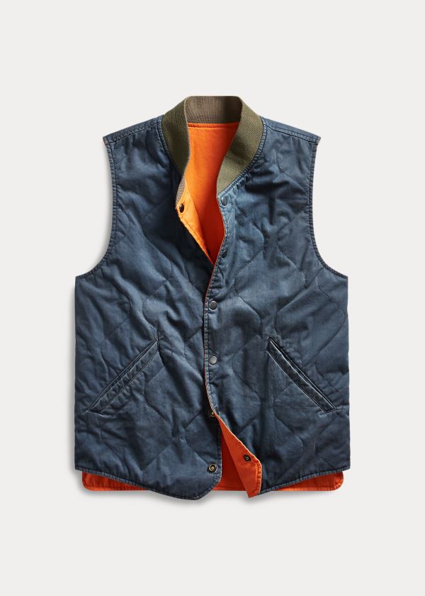 Ralph Lauren Reversible Bavlněné Twill Vest Oranžové | eIPJJ8yg