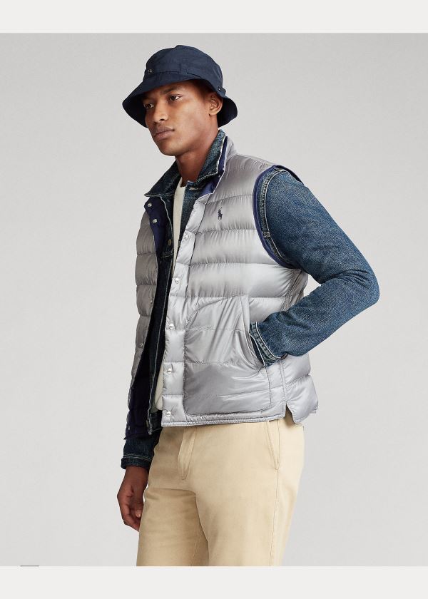 Ralph Lauren Reversible Down Vest Tmavě Blankyt Stříbrné | TLSazQyd