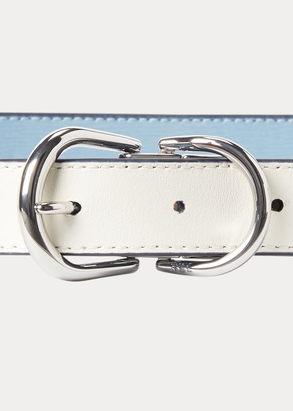 Ralph Lauren Reversible Læder Belt Blankyt Bílé | JcmK2Qqx
