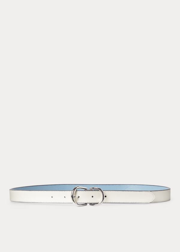 Ralph Lauren Reversible Læder Belt Blankyt Bílé | JcmK2Qqx