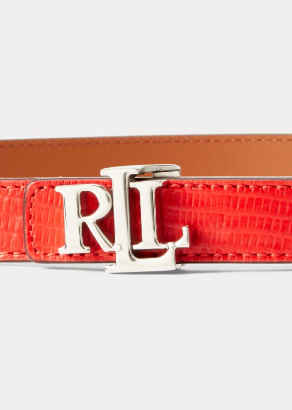 Ralph Lauren Reversible Læder Belt Červené Hnědé | rQYTiJtl