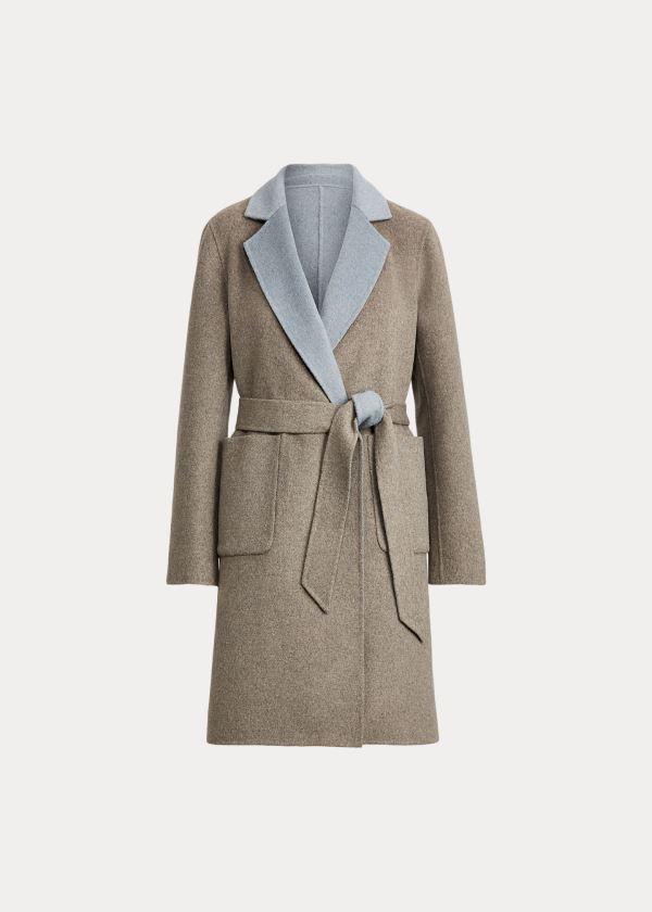 Ralph Lauren Reversible Wool-Blend Coat Šedé Blankyt | gHSWXH59