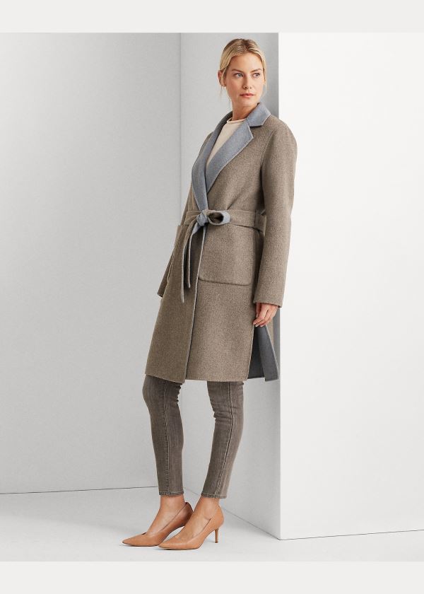Ralph Lauren Reversible Wool-Blend Coat Šedé Blankyt | gHSWXH59