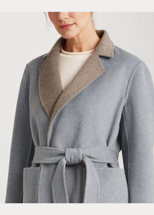 Ralph Lauren Reversible Wool-Blend Coat Šedé Blankyt | gHSWXH59