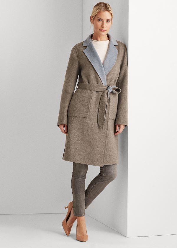 Ralph Lauren Reversible Wool-Blend Coat Šedé Blankyt | gHSWXH59