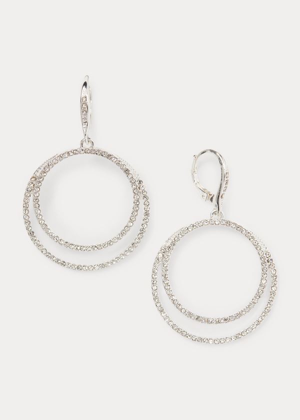 Ralph Lauren Rhinestone Drop Earrings Stříbrné | JuioYVSs