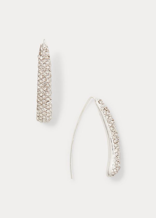 Ralph Lauren Rhinestone Threaded Earrings Stříbrné | vSopPgif