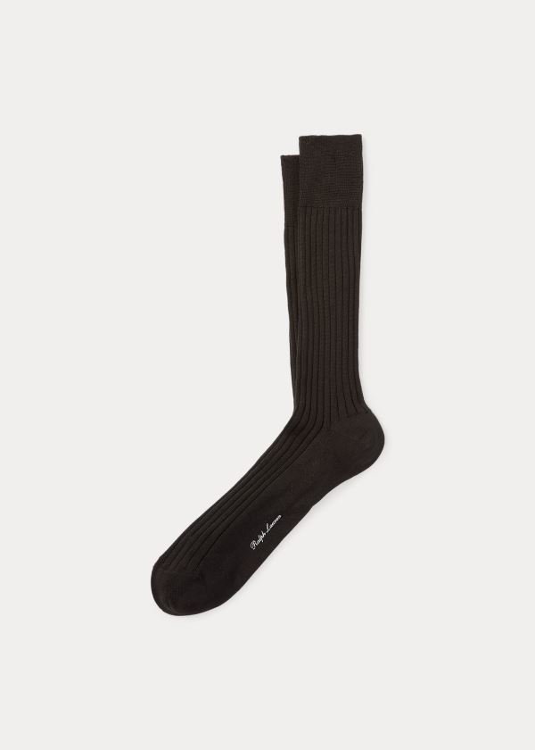 Ralph Lauren Rib-Knit Bavlněné Socks Tmavě Hnědé | wahd7Qb7