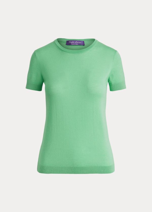 Ralph Lauren Rib-Knit Silk Tee Mátově Zelená Zelene | 6RsQ1uMC
