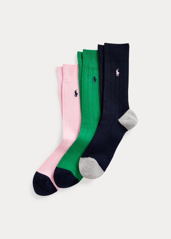 Ralph Lauren Rib-Knit Sock 3-Pack Světle Růžové | qN0AwUme