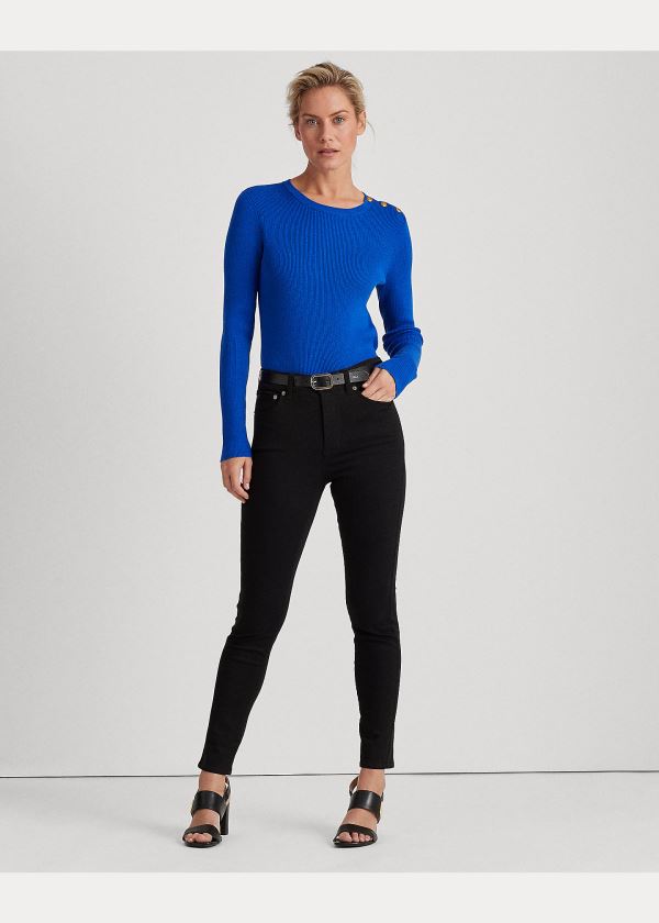 Ralph Lauren Ribbed Bavlněné-Blend Svetrové Blankyt | 3Me3gPTl