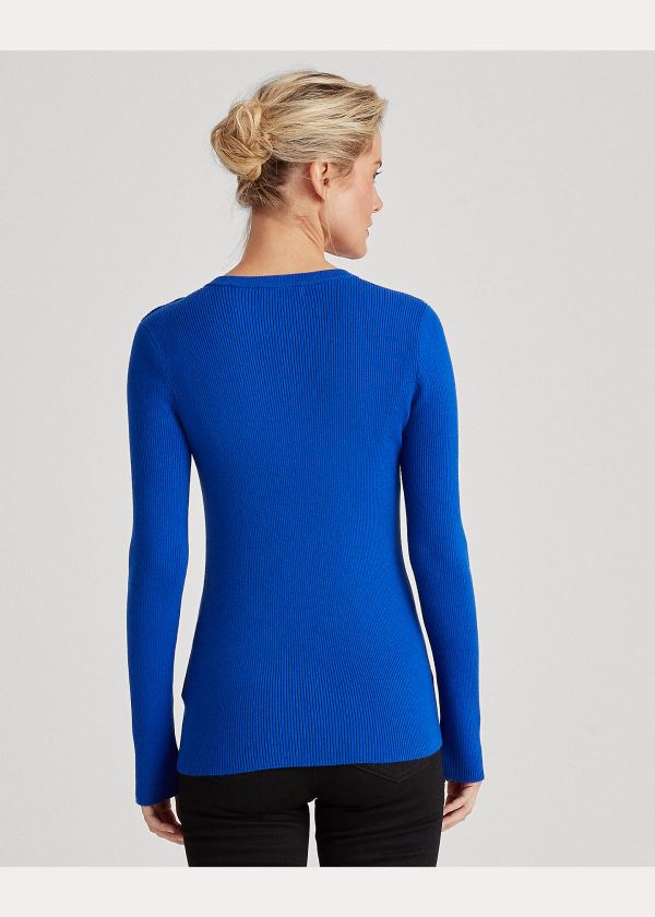 Ralph Lauren Ribbed Bavlněné-Blend Svetrové Blankyt | 3Me3gPTl