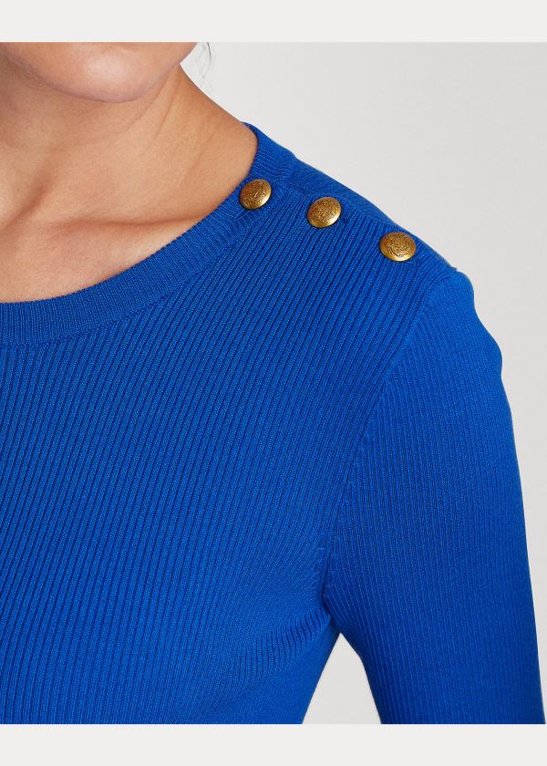 Ralph Lauren Ribbed Bavlněné-Blend Svetrové Blankyt | 3Me3gPTl