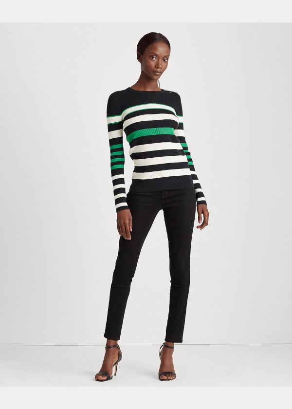 Ralph Lauren Ribbed Bavlněné-Blend Svetrové Černé Krém | mMg6GoKA