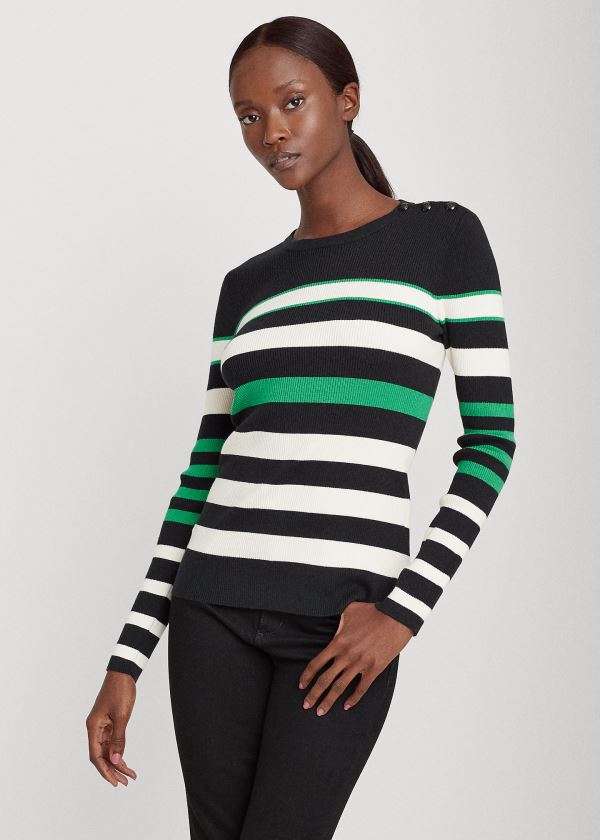 Ralph Lauren Ribbed Bavlněné-Blend Svetrové Černé Krém | mMg6GoKA