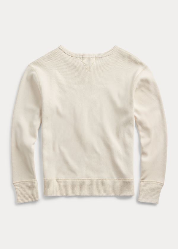 Ralph Lauren Ribbed Bavlněné Graphic Crewneck Béžový | 8wYLa76k