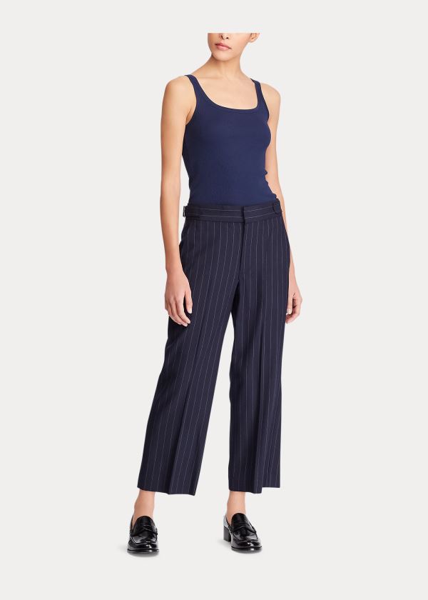 Ralph Lauren Ribbed Bavlněné Tank Top Tmavě Blankyt | OMYPwkOV