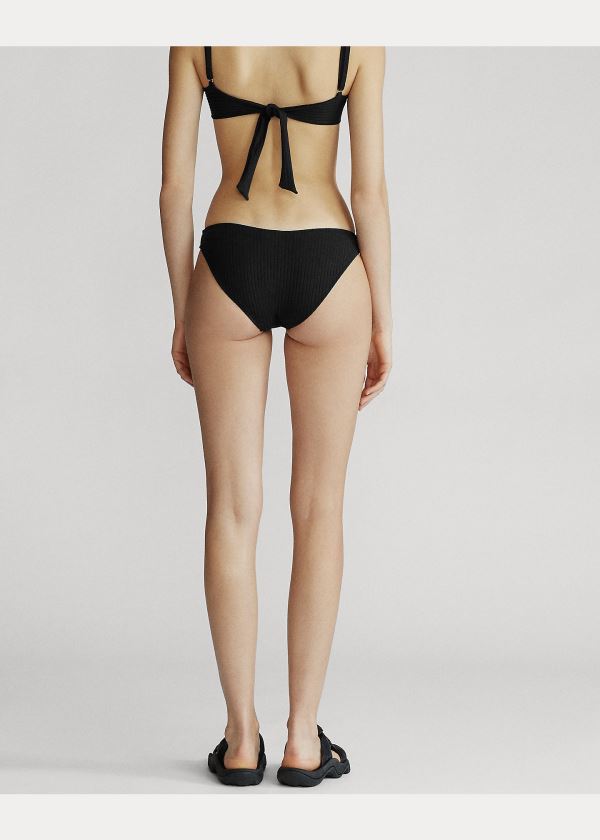 Ralph Lauren Ribbed Bikiny Bottom Černé | y8KR6LuZ