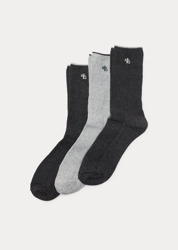 Ralph Lauren Ribbed Trouser Sock 3-Pack Tmavě Šedé | iz3dh2I8