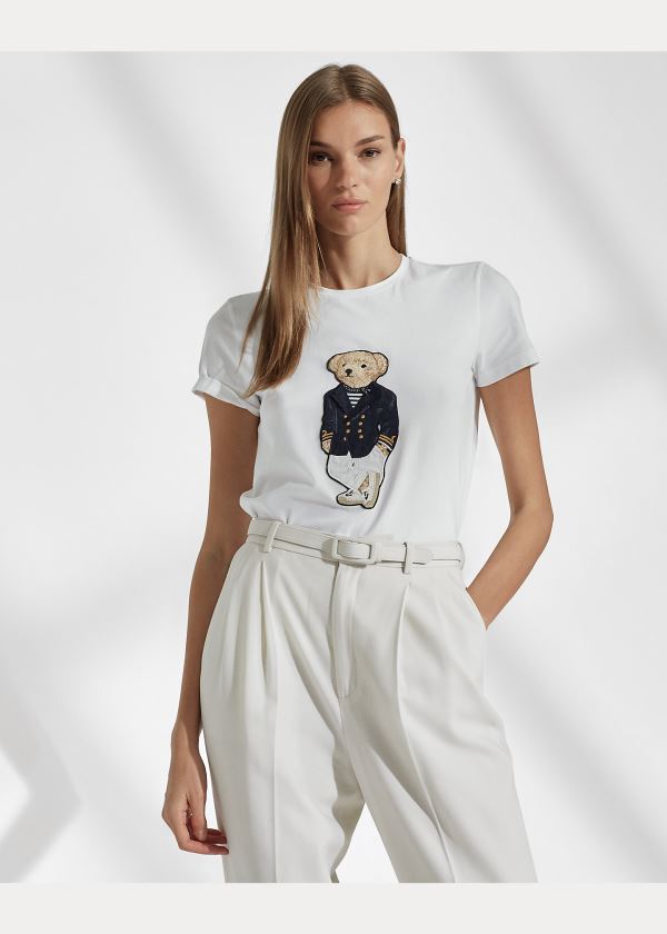 Ralph Lauren Riviera Bear Bavlněné Tee Bílé | Gfj5llid