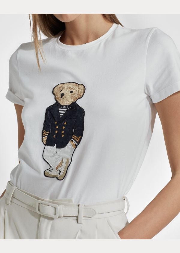 Ralph Lauren Riviera Bear Bavlněné Tee Bílé | Gfj5llid