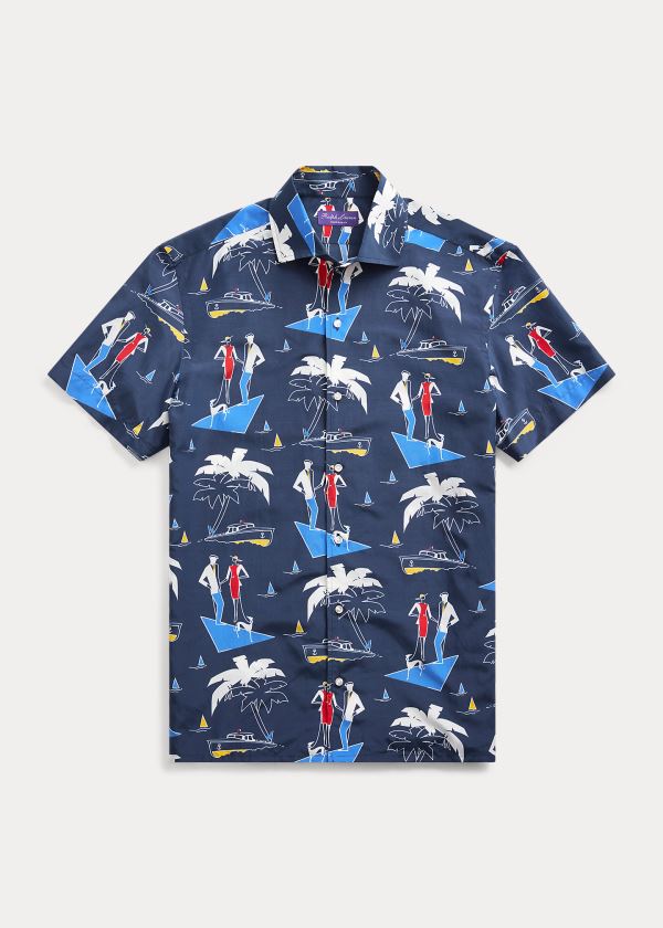 Ralph Lauren Riviera-Print Shirt Tmavě Blankyt | RXKQMWqo