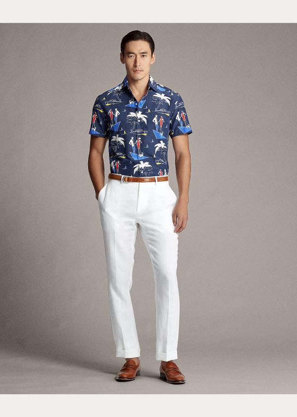 Ralph Lauren Riviera-Print Shirt Tmavě Blankyt | RXKQMWqo