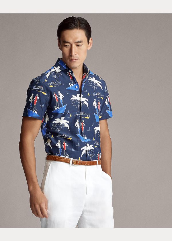 Ralph Lauren Riviera-Print Shirt Tmavě Blankyt | RXKQMWqo