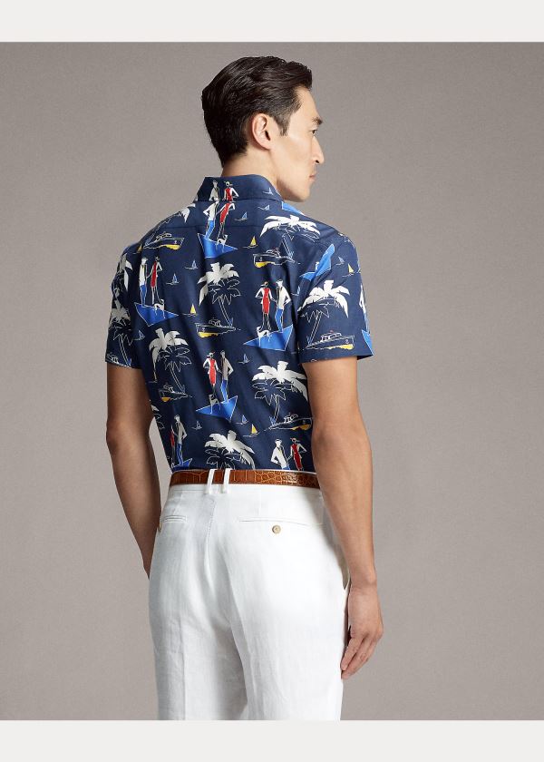 Ralph Lauren Riviera-Print Shirt Tmavě Blankyt | RXKQMWqo