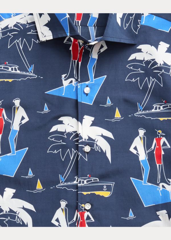 Ralph Lauren Riviera-Print Shirt Tmavě Blankyt | RXKQMWqo