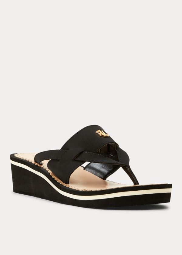Ralph Lauren Rosalind Klínku Sandal Černé | kZONkFNu
