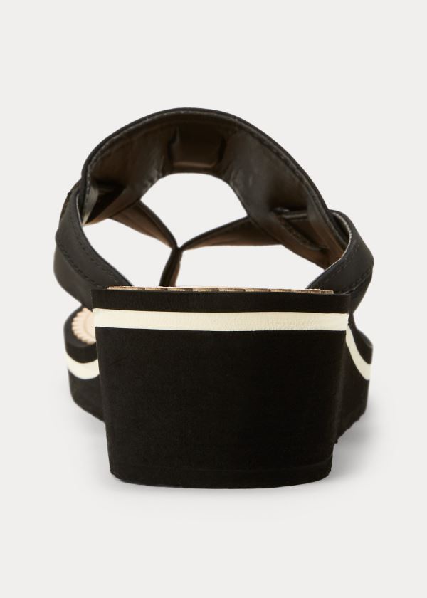Ralph Lauren Rosalind Klínku Sandal Černé | kZONkFNu