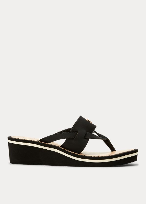 Ralph Lauren Rosalind Klínku Sandal Černé | kZONkFNu