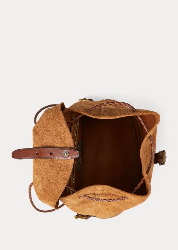 Ralph Lauren Roughout Læder Backpack Hnědé | fJ7nypI5