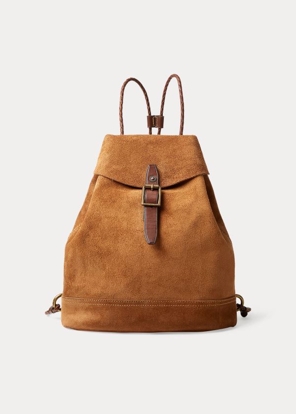 Ralph Lauren Roughout Læder Backpack Hnědé | fJ7nypI5