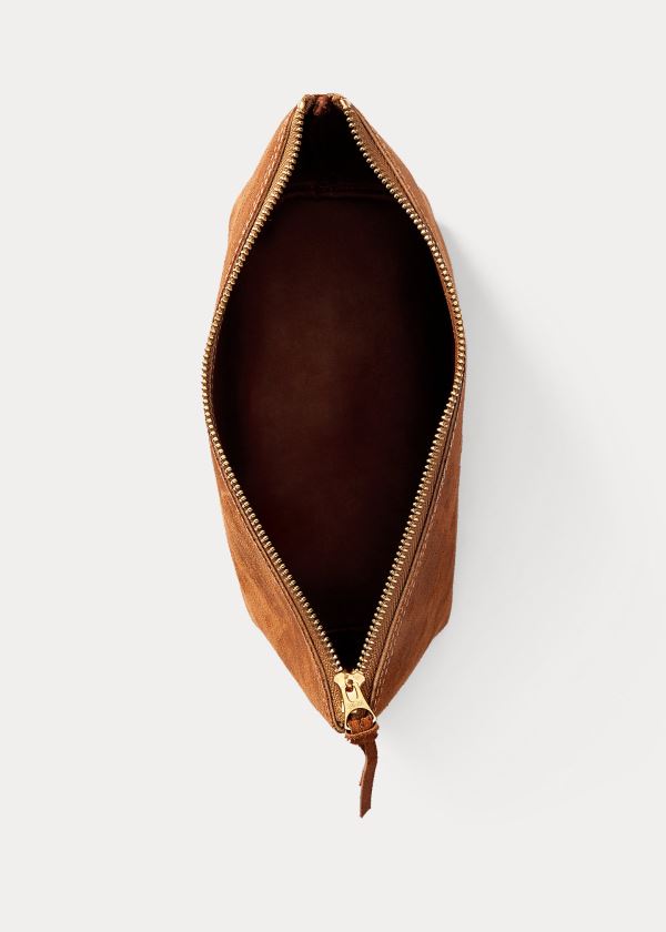 Ralph Lauren Roughout Semišové Pouch Hnědé | t3d6uTyx