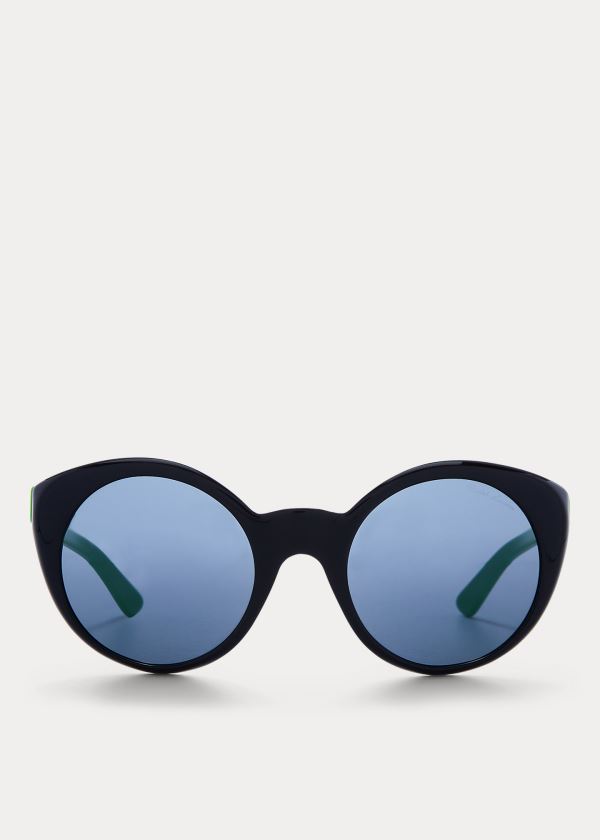 Ralph Lauren Round Sunglasses Černé Zelene | YkgLz677