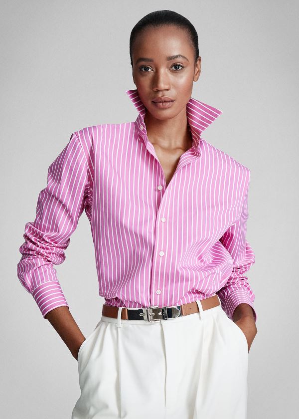 Ralph Lauren Rowland Boyfriend Shirt Růžové Bílé | OKkt65Hj
