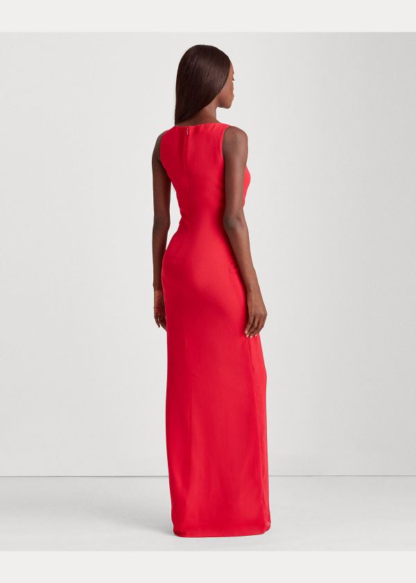 Ralph Lauren Ruffle-Trim Georgette Gown Červené | rinAtq31