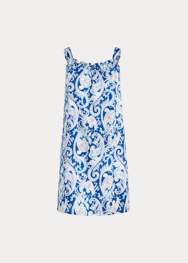 Ralph Lauren Ruffle-Trim Satin Chemise Blankyt | 6G6IQIkH