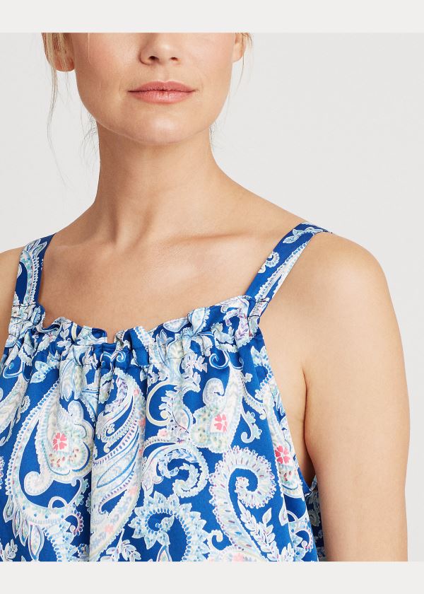 Ralph Lauren Ruffle-Trim Satin Chemise Blankyt | 6G6IQIkH