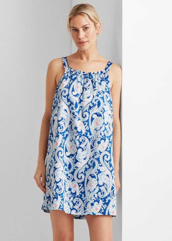 Ralph Lauren Ruffle-Trim Satin Chemise Blankyt | 6G6IQIkH