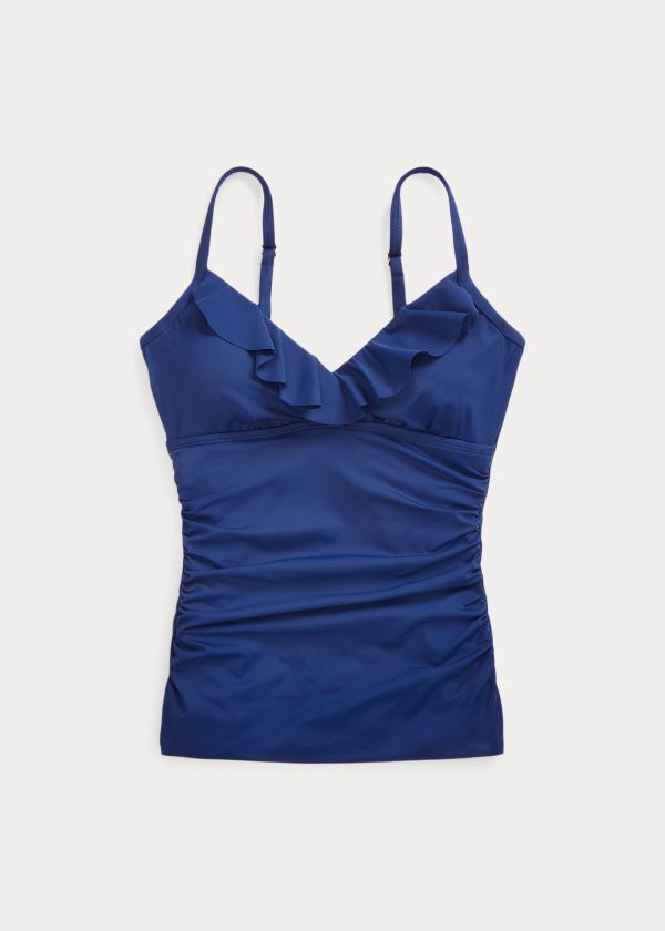 Ralph Lauren Ruffle-Trim V-Neck Tankini Blankyt | 4mKAtTzK
